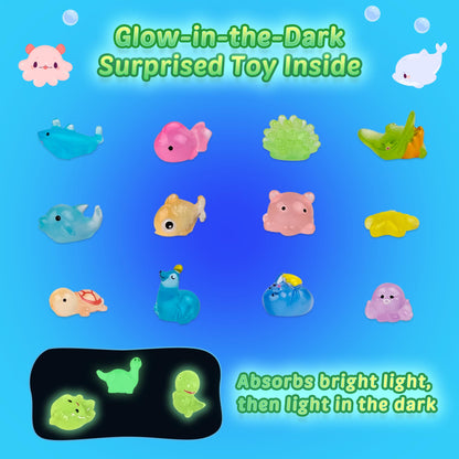 Bath Bombs for Kids, 12 Pcs Bath Bombs with Glow in The Dark Animal Surprise Inside, Handmade Organic Bubble Bath Ball Gift Set for Boys and Girls, Gift for Birthday Christmas Easter