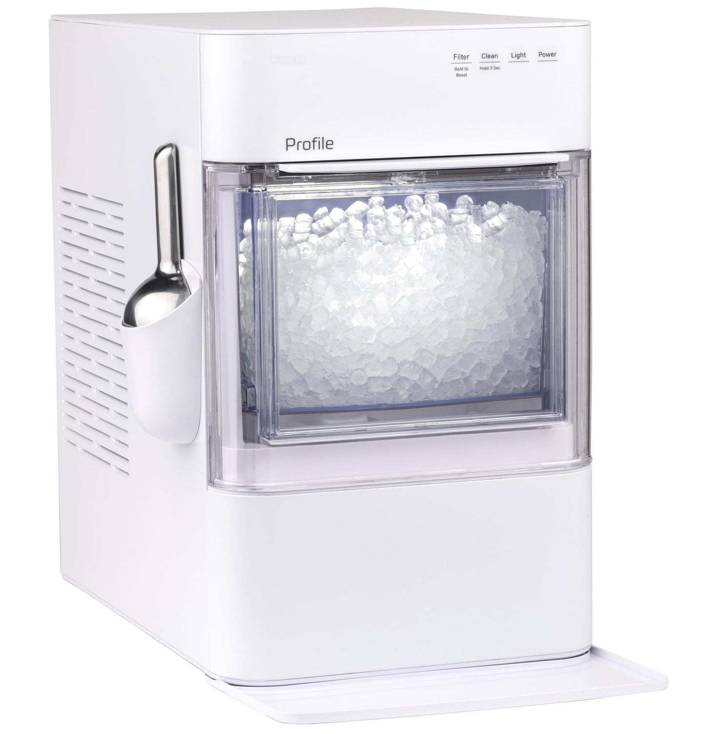 GE Profile Opal 2.0 Ultra Nugget Ice Maker with Scale Inhibiting Filter, Scoop Included, 38 lbs in 24 Hours, Pellet Ice Machine with WiFi & Smart Connected, Stainless Steel