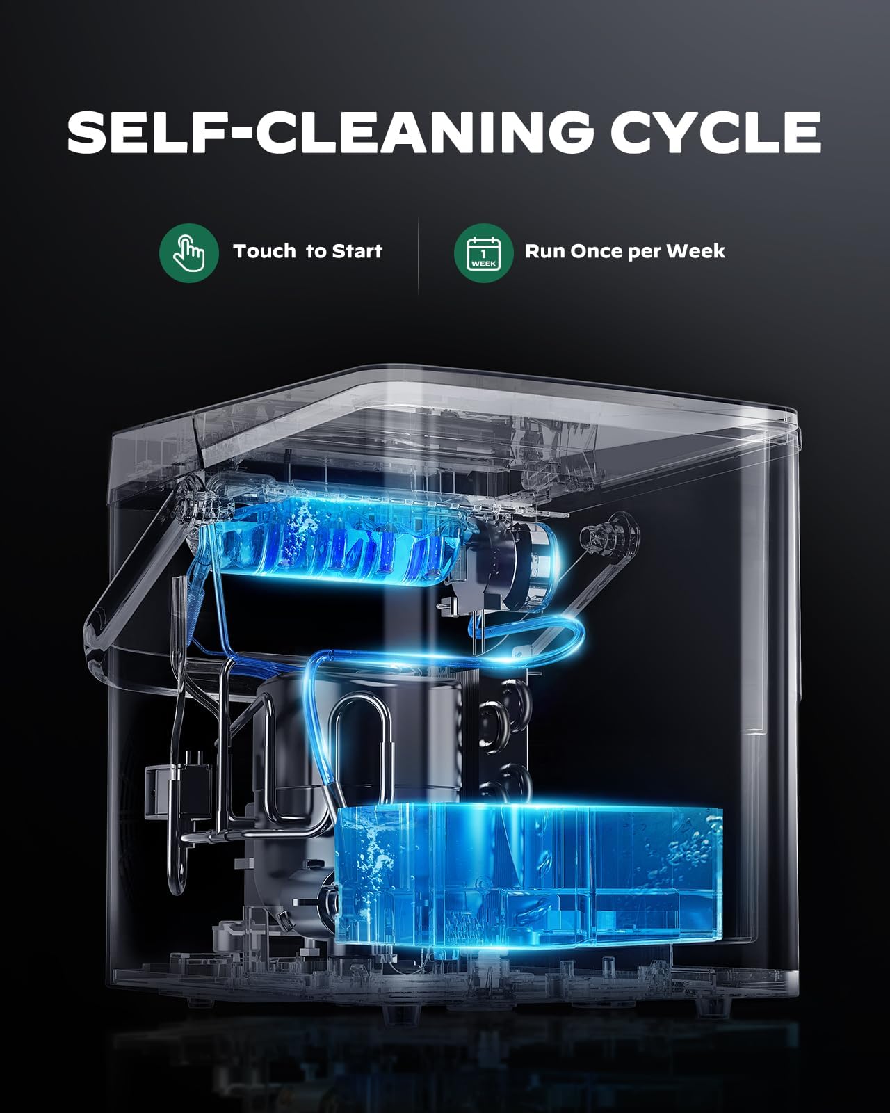 Silonn Countertop Ice Maker with 2.5L Expandable Ice Basket, 26.5lbs/24H, 9 Cubes in 6 Mins, 2 Ice Sizes, Self-Cleaning & LED Touch Control for Home Kitchen Office