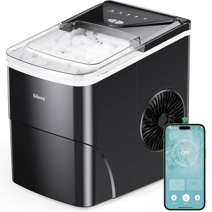 Silonn Nugget Ice Maker Countertop with APP & Voice Control, Self Cleaning Ice Machine with 3L Large Water Tank, 40 lbs/24H Soft Chewable Ice, Portable Pebble Ice Maker for Home, Kitchen and Party