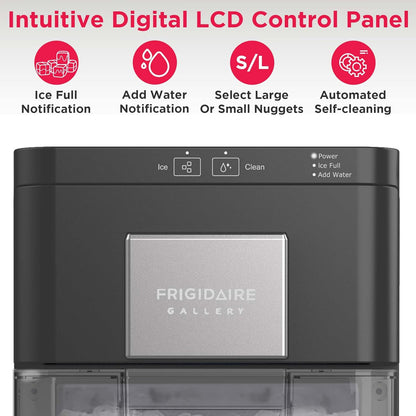 FRIGIDAIRE Gallery Countertop Crunchy Chewable Nugget Ice Maker, 44lbs per Day, Auto Self Cleaning, 2.0 Gen, Black