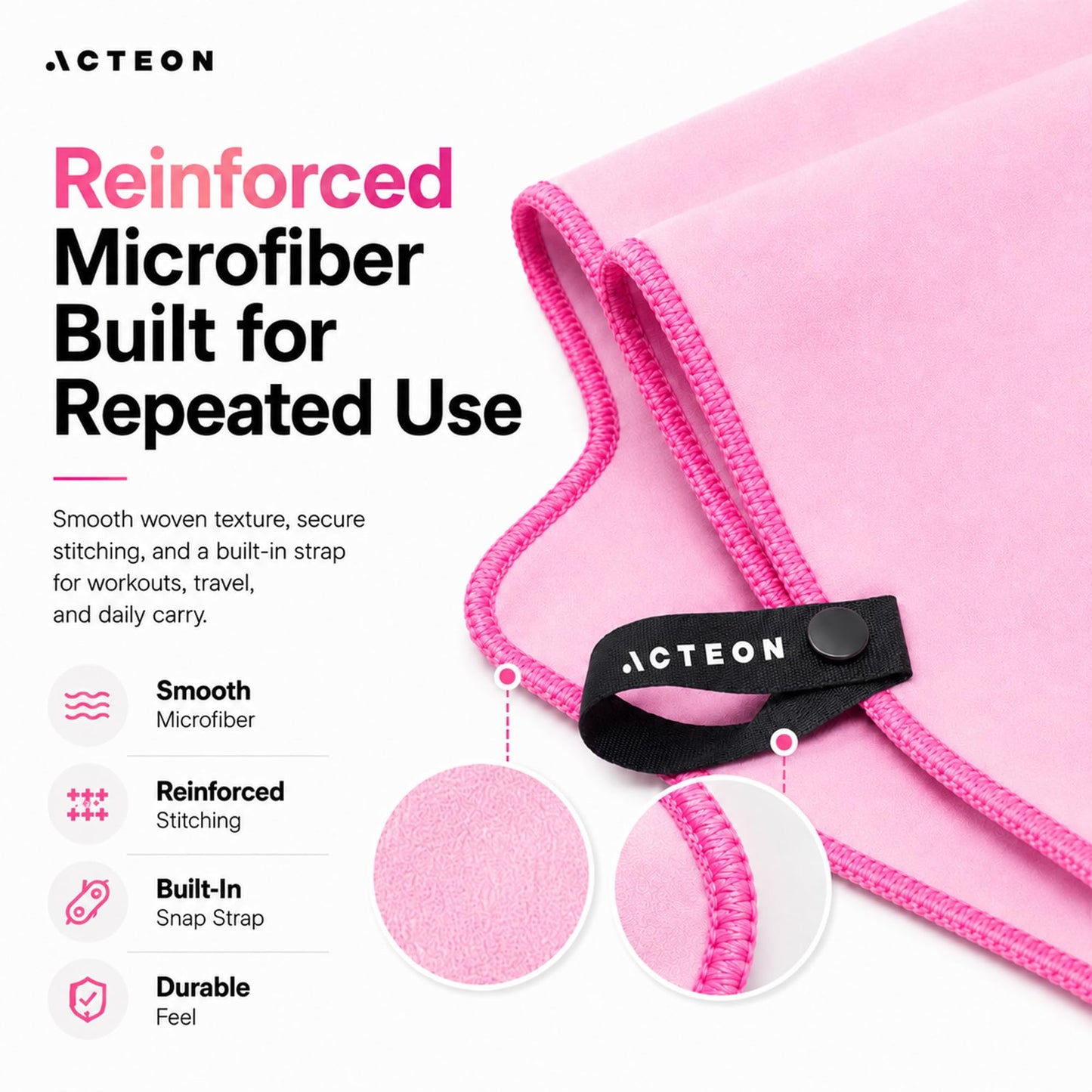 Acteon Microfiber Gym Towels 5 Pack, Quick Dry Silver ION Odor-Free Sweat Towel, Super Absorbent Fast Drying for Men & Women, Workout, Yoga, Running, Hiking, Travel – 16x30.5 Inch