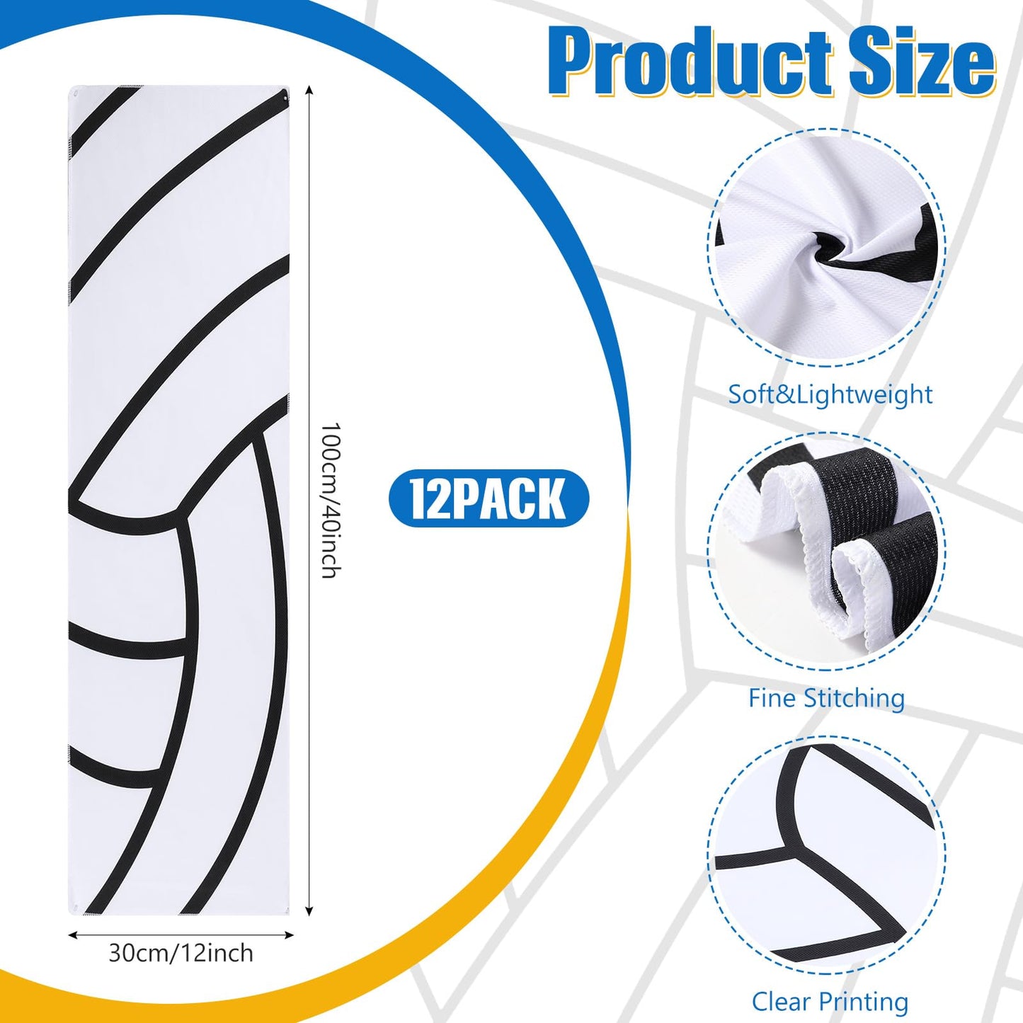 12 Pcs Cooling Towel Baseball Football Basketball Breathable Chilly Softball Soccer Ice Towel, 40"x12" Tennis Microfiber Accessories for Player(White,Baseball)