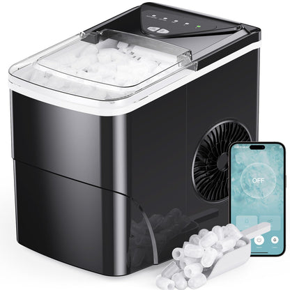 Silonn Countertop Ice Maker with 2.5L Expandable Ice Basket, 26.5lbs/24H, 9 Cubes in 6 Mins, 2 Ice Sizes, Self-Cleaning & LED Touch Control for Home Kitchen Office