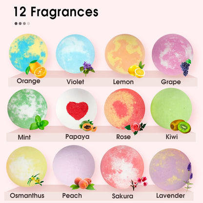 iHave Bath Bombs for Kids and Women, 12 Natural Handmade Bath Bomb Gift Set, Bubble Bath Bombs - Perfect Self Care Relaxing Spa Gifts for Women