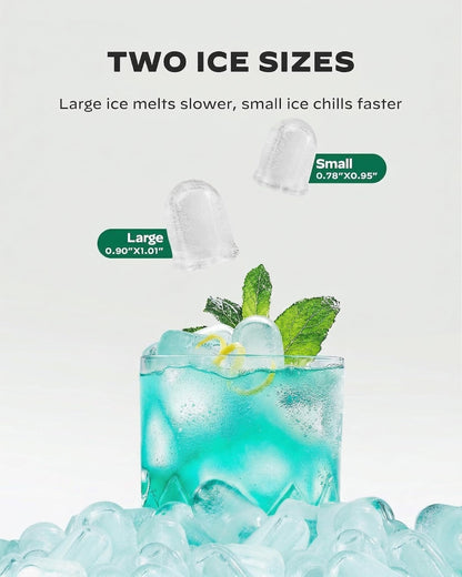 Silonn Countertop Ice Maker with 2.5L Expandable Ice Basket, 26.5lbs/24H, 9 Cubes in 6 Mins, 2 Ice Sizes, Self-Cleaning & LED Touch Control for Home Kitchen Office
