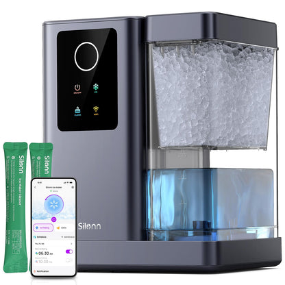 Silonn Nugget Ice Maker Countertop with APP & Voice Control, Self Cleaning Ice Machine with 3L Large Water Tank, 40 lbs/24H Soft Chewable Ice, Portable Pebble Ice Maker for Home, Kitchen and Party