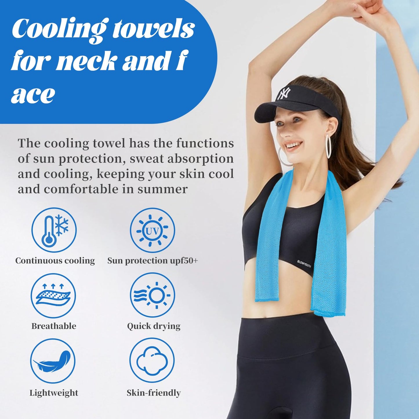 PAWPRO 4 Packs Cooling Towels for Neck and Face(40"x12"), Soft Breathable Cooling Towel with Waterproof Bag & Carabiner,Microfiber Cooling Towels for Yoga, Sport,Gym,Camping (Multicolor)