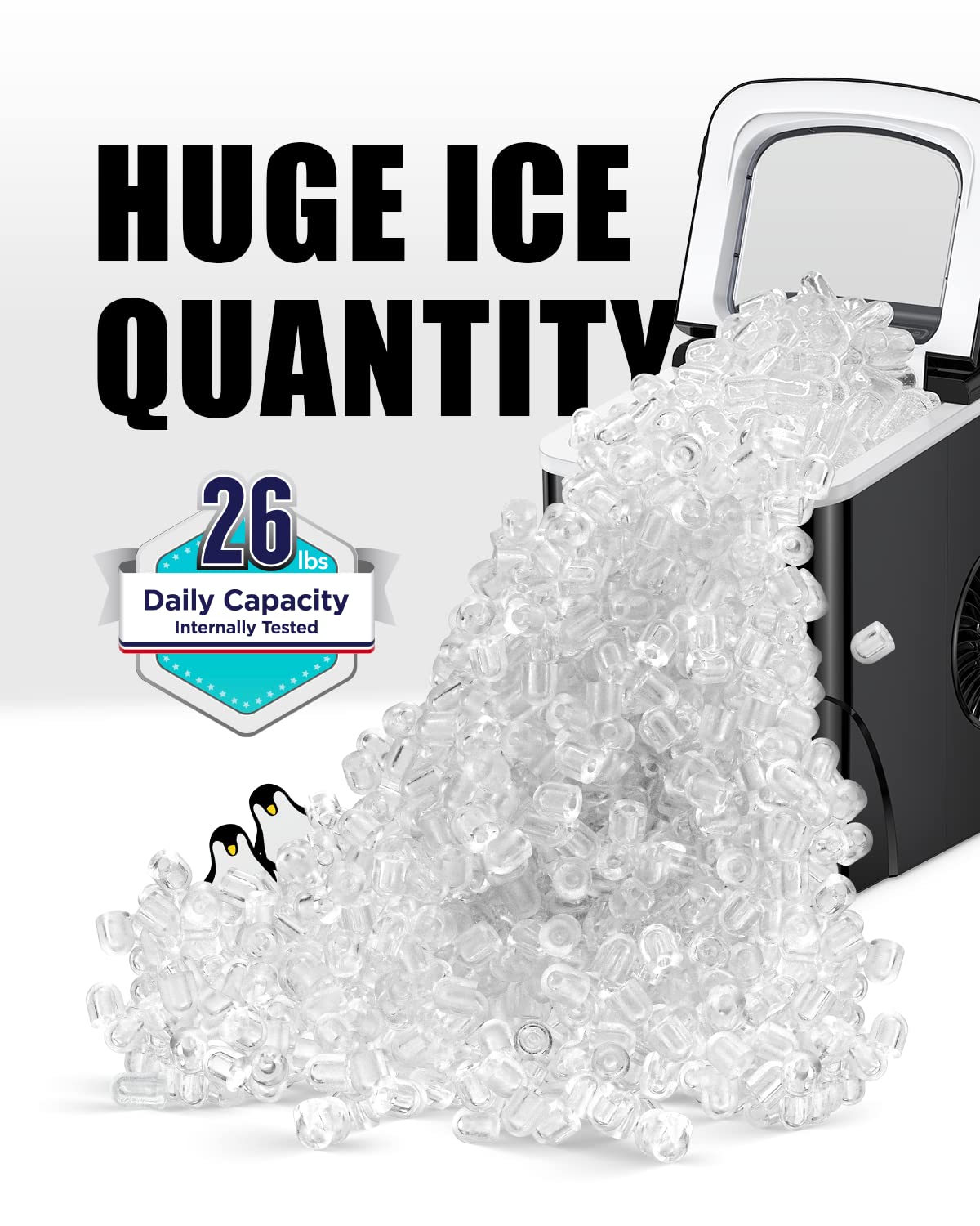 Nugget Ice Maker Countertop - Silonn Smart Pebble Ice Machine, Pellet Ice 44 lbs per Day, Crushed Ice from Timer Function and Status Alerts with Silonn App, Stainless Steel