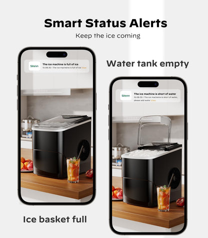 Silonn Nugget Ice Maker Countertop with APP & Voice Control, Self Cleaning Ice Machine with 3L Large Water Tank, 40 lbs/24H Soft Chewable Ice, Portable Pebble Ice Maker for Home, Kitchen and Party