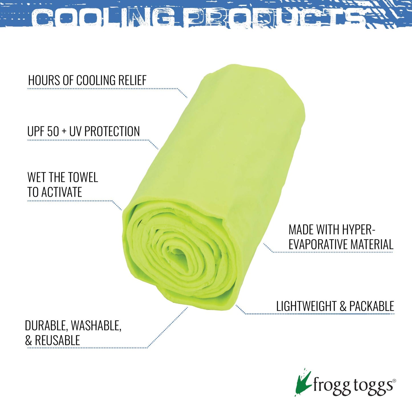 FROGG TOGGS Chilly Mini Cooling Neck Towel, 29" x 3"