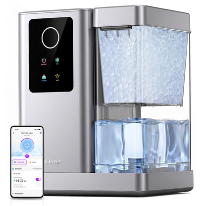 Silonn Nugget Ice Maker Countertop with APP & Voice Control, Self Cleaning Ice Machine with 3L Large Water Tank, 40 lbs/24H Soft Chewable Ice, Portable Pebble Ice Maker for Home, Kitchen and Party