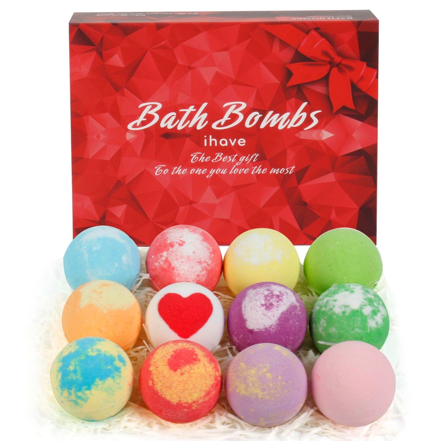 iHave Bath Bombs for Kids and Women, 12 Natural Handmade Bath Bomb Gift Set, Bubble Bath Bombs - Perfect Self Care Relaxing Spa Gifts for Women