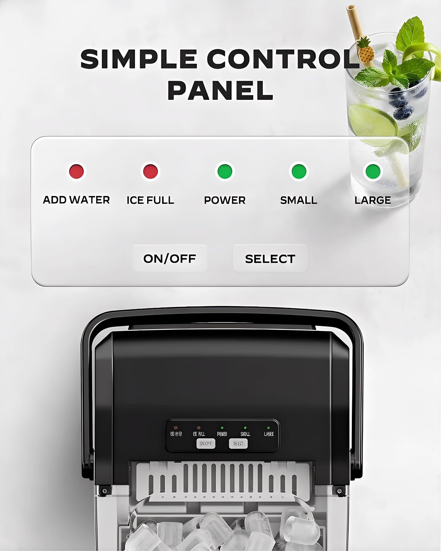 Silonn Countertop Ice Maker with 2.5L Expandable Ice Basket, 26.5lbs/24H, 9 Cubes in 6 Mins, 2 Ice Sizes, Self-Cleaning & LED Touch Control for Home Kitchen Office