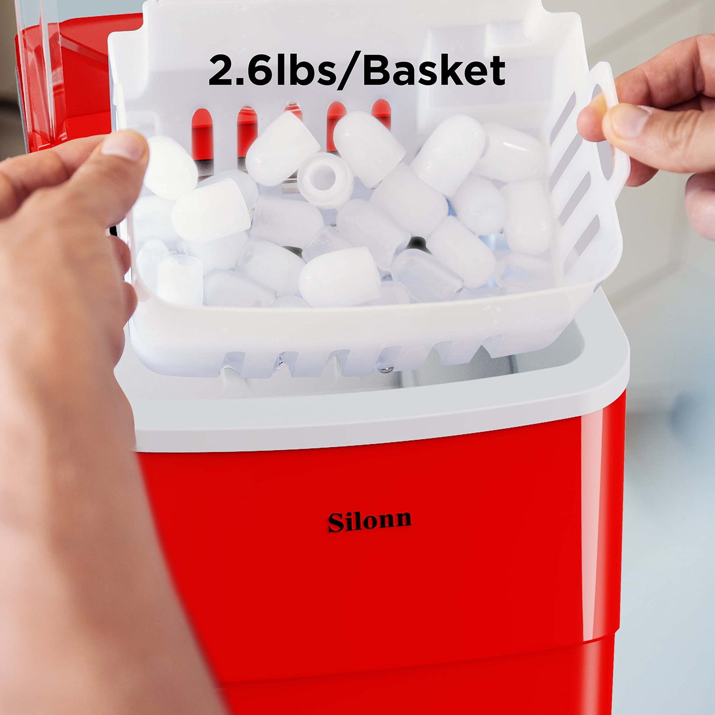 Silonn Nugget Ice Maker Countertop with APP & Voice Control, Self Cleaning Ice Machine with 3L Large Water Tank, 40 lbs/24H Soft Chewable Ice, Portable Pebble Ice Maker for Home, Kitchen and Party