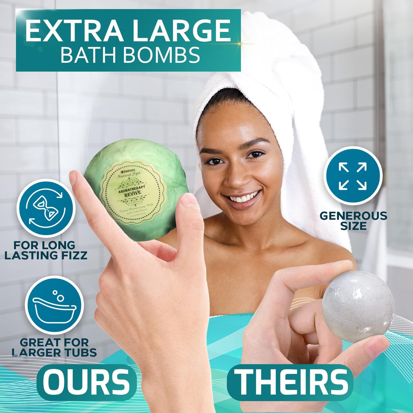 Bath Bombs Gift Set - 6 XXL Bubble Bath Fizzies (4.1 oz Each) with Natural Dead Sea Salt Cocoa and Shea Essential Oils - Best Gift Idea for Birthday, Mom, Woman, Girl, Him, Kids