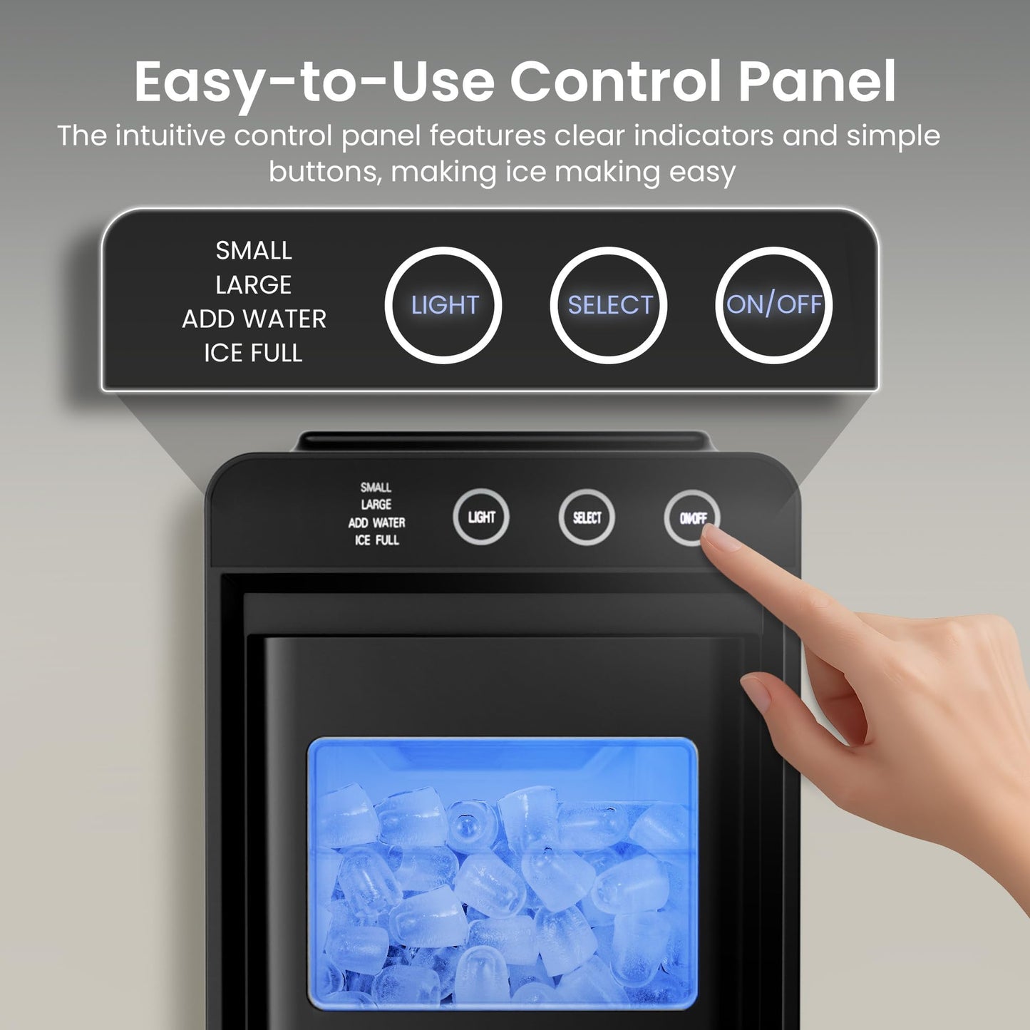 Kismile Portable Countertop Ice Maker Machine, 26lbs Ice in 24Hrs, Self-Cleaning Ice Maker with Selectable Ice Size & Internal Light, Compact Design for Home/Kitchen/RV