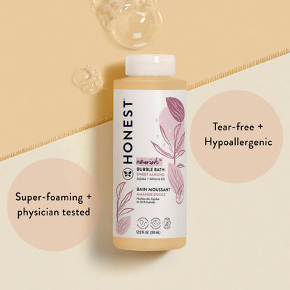 The Honest Company Foaming Bubble Bath & Baby Wash, Tear-Free, Hypoallergenic, Natural Formula, Lavender Calm Scent, 12 fl oz
