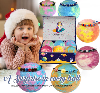 Bath Bombs for Kids with Surprise Inside - Organic, Gentle & Kid Friendly Bubble Bath Fizzies with Toys Inside. Spa Bath Fizz Balls Kit. Fizzy Balls w/Rich Bubbles, Birthday Gifts for Boys, Girls