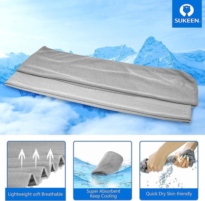 Sukeen 4 Pack Cooling Towels (40"x12") for Neck and Face, Cooling Neck Wraps, Breathable Cooling Towel for Hot Weather, Sweat Towels for Yoga, Sports, Golf, Gym, Camping, Running, Fitness, Workout