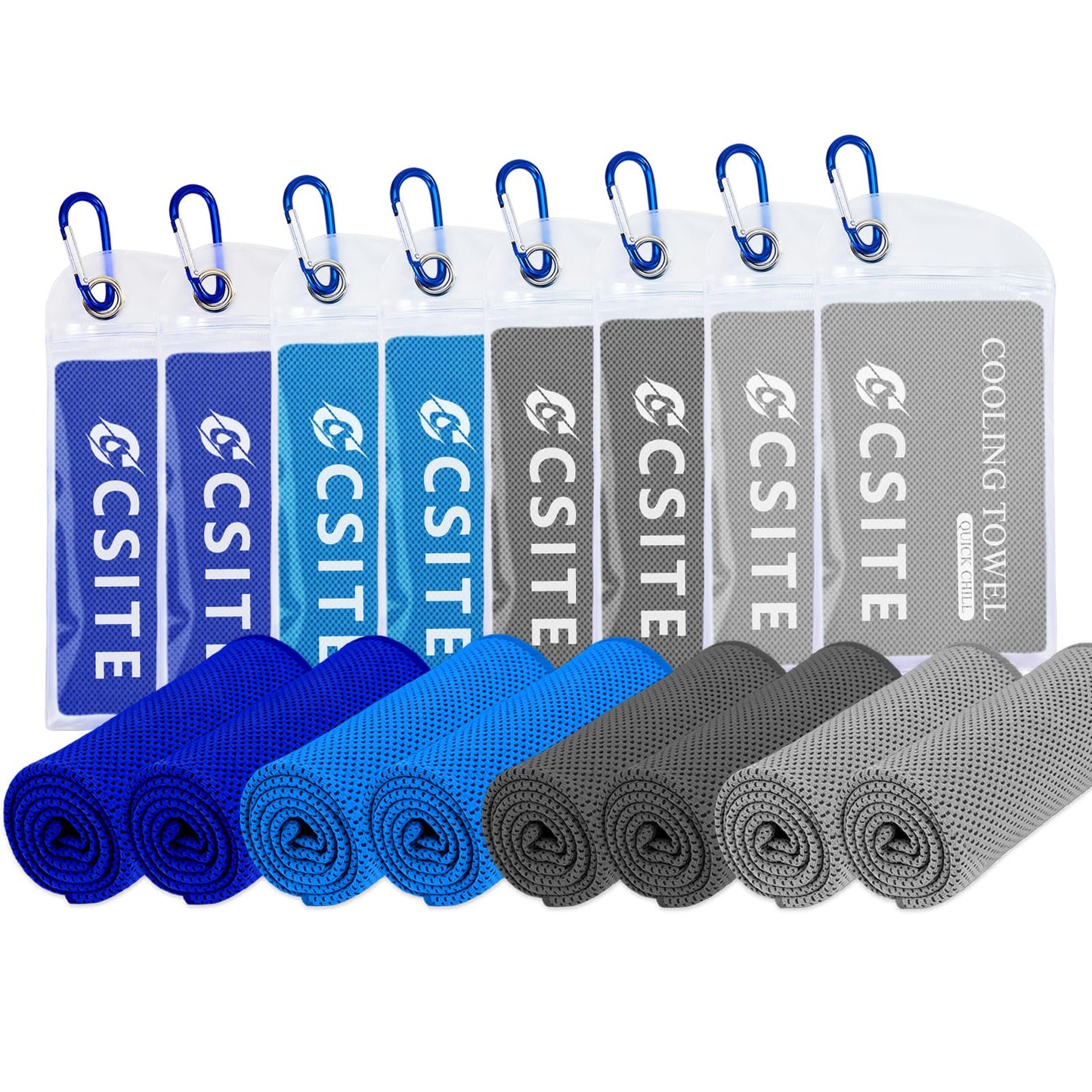 CSITE 4 Pack Cooling Towels (47"x12") for Neck and Face, Ice Towel for Hot Weather, Soft Breathable Chilly Gym Towels, Microfiber Towel for Work Out, Yoga, Running, Camping & More Activities