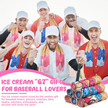 12 Pcs Cooling Towel Baseball Football Basketball Breathable Chilly Softball Soccer Ice Towel, 40"x12" Tennis Microfiber Accessories for Player(White,Baseball)