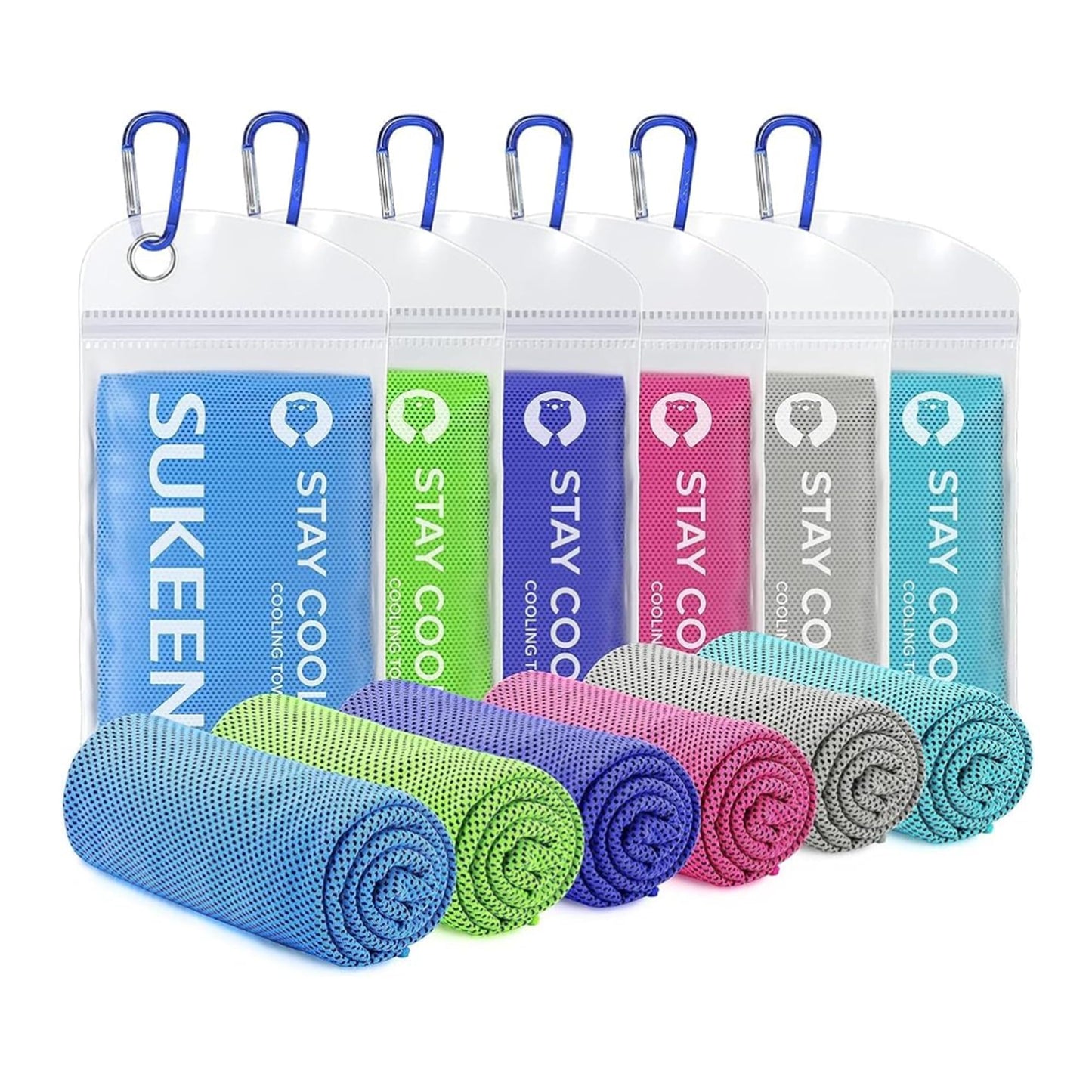 Sukeen 4 Pack Cooling Towels (40"x12") for Neck and Face, Cooling Neck Wraps, Breathable Cooling Towel for Hot Weather, Sweat Towels for Yoga, Sports, Golf, Gym, Camping, Running, Fitness, Workout