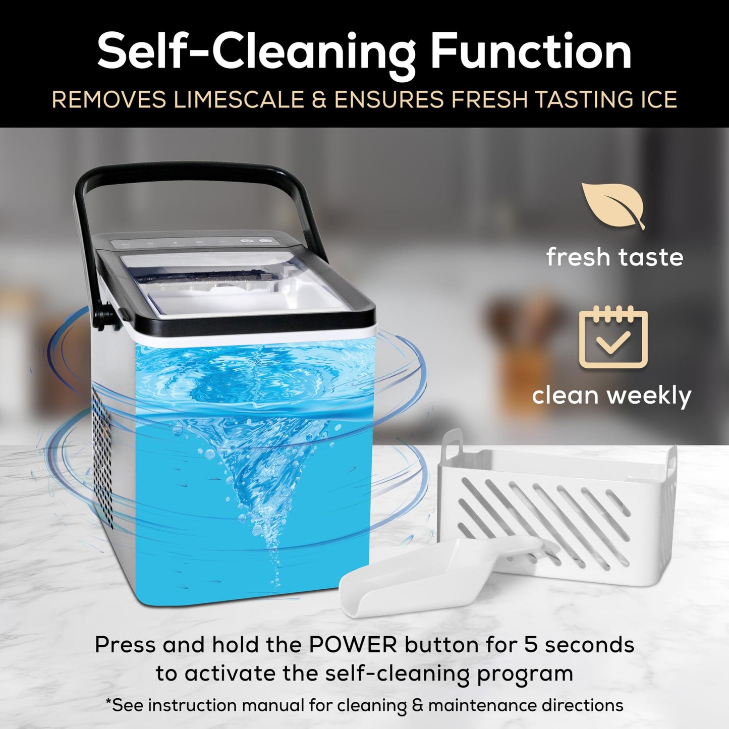 Igloo Automatic Self-Cleaning Portable Electric Countertop Ice Maker Machine with Handle, 26 Pounds in 24 Hours, 9 Ice Cubes Ready in 7 Minutes, with Ice Scoop and Basket