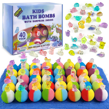 Bath Bomb Gift Set with Toys Inside, 20 Pack Organic Bath Bombs for Kids, Kids Safe Handmade Fizzy Balls for Kid, Ideal Birthday Gift for Boys & Girls