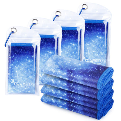 SYOURSELF Cooling Towels for Neck and Face, 4 Pack 40" x 12" Cooling Towel for Hot Weather, Soft Breathable Instant Cool Chilly Pad for Sports Golf Yoga Gym Athletes Camping Ice Towels(Mix-4pcs)