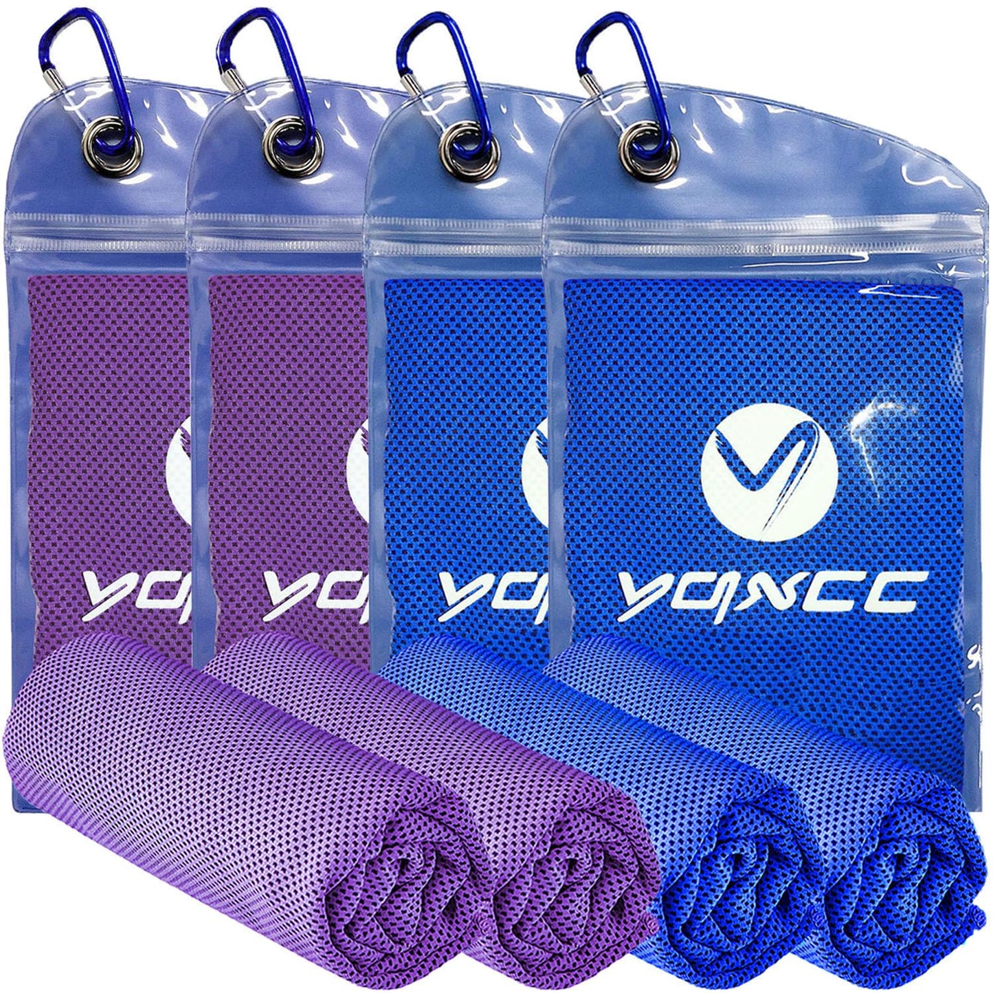 YQXCC 4 Pack Cooling Towels 40"x12", Cold Cool for Neck & Face | Cooling Neck Wraps, Soft Breathable Microfiber Chilly Towels, Ideal for Gym, Yoga, Golf, Running, Camping & Hot Weather