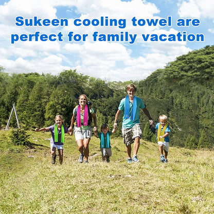 Sukeen 4 Pack Cooling Towels (40"x12") for Neck and Face, Cooling Neck Wraps, Breathable Cooling Towel for Hot Weather, Sweat Towels for Yoga, Sports, Golf, Gym, Camping, Running, Fitness, Workout