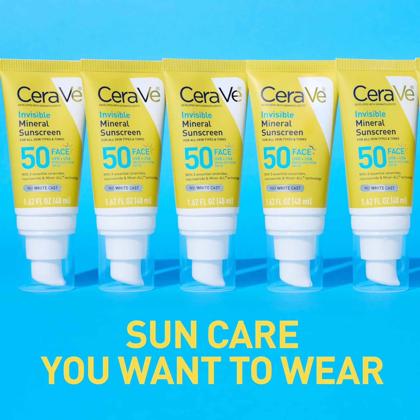 CeraVe Invisible Mineral Sunscreen SPF 50, Face Sunscreen for Sensitive Skin With Zinc Oxide & Titanium Dioxide, Vitamin E + Niacinamide + Ceramides, Oil Free, Travel Size 1.62 oz