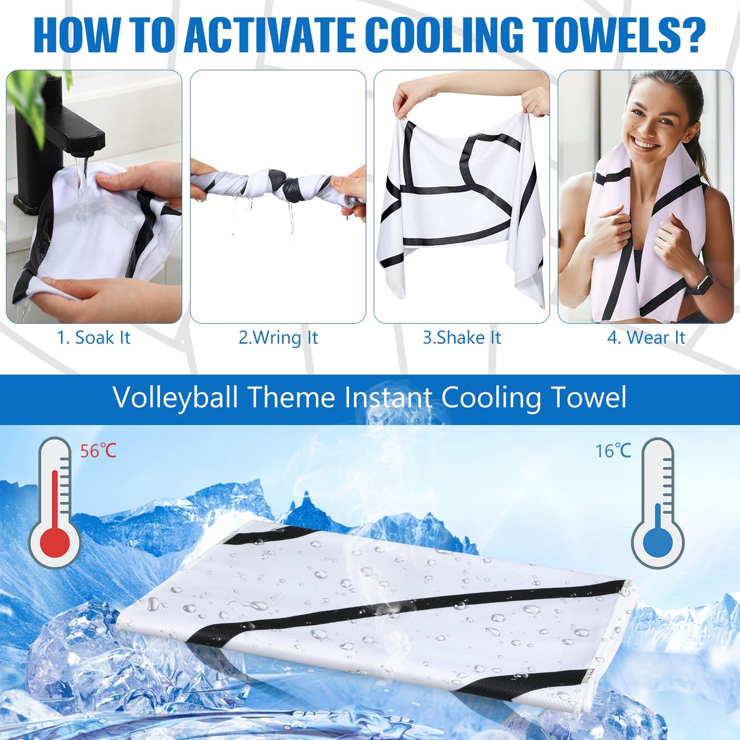 12 Pcs Cooling Towel Baseball Football Basketball Breathable Chilly Softball Soccer Ice Towel, 40"x12" Tennis Microfiber Accessories for Player(White,Baseball)