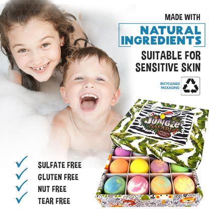 Bath Bombs for Kids with Surprise Inside - Organic, Gentle & Kid Friendly Bubble Bath Fizzies with Toys Inside. Spa Bath Fizz Balls Kit. Fizzy Balls w/Rich Bubbles, Birthday Gifts for Boys, Girls