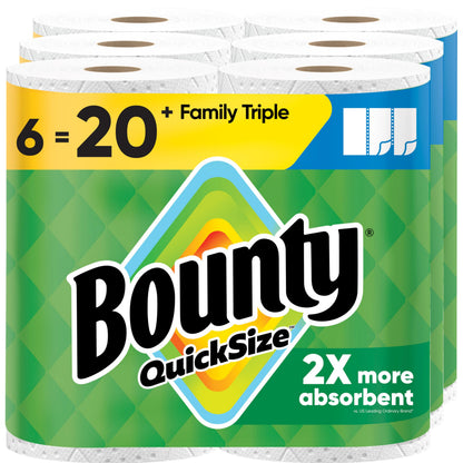 Bounty Paper Towels Quick Size, White, 16 Family Rolls = 40 Regular Rolls