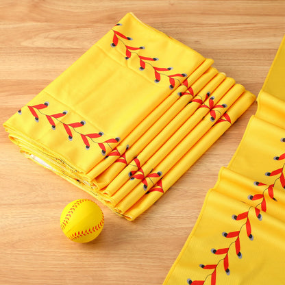 12 Pcs Cooling Towel Baseball Football Basketball Breathable Chilly Softball Soccer Ice Towel, 40"x12" Tennis Microfiber Accessories for Player(White,Baseball)