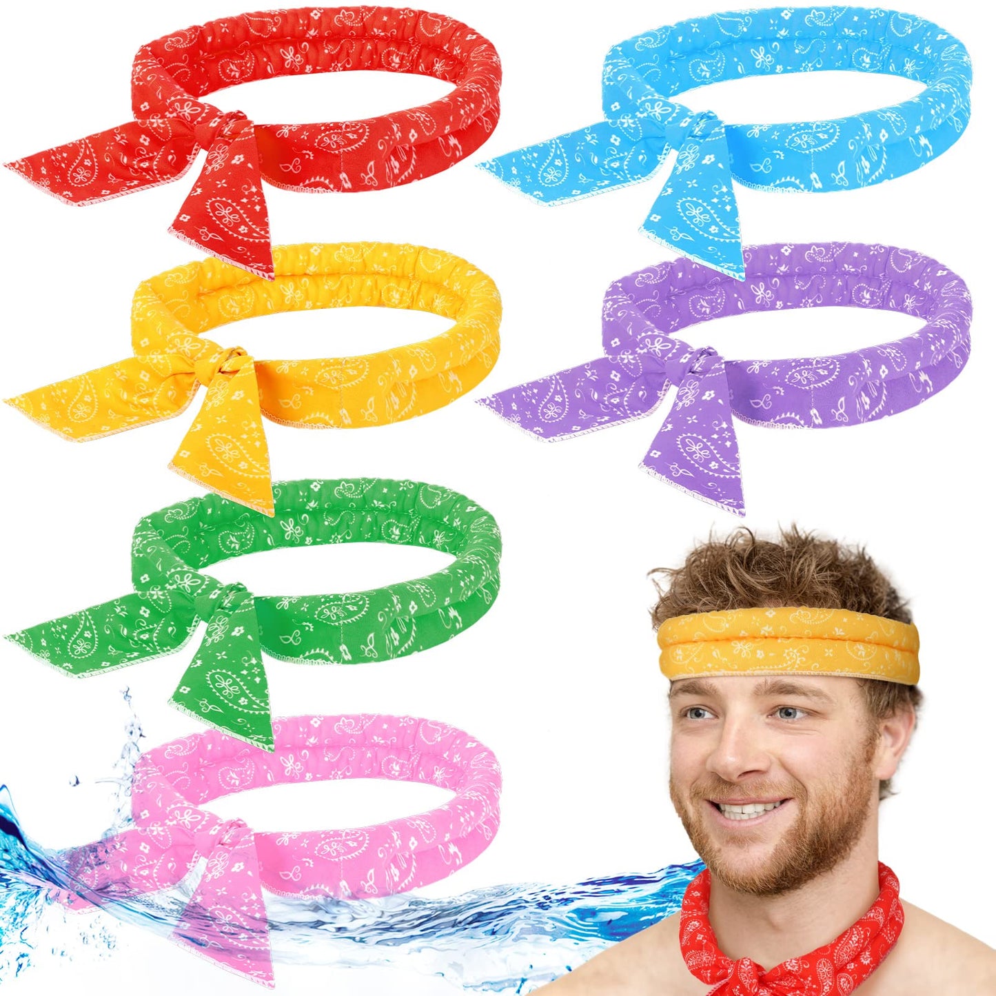 Coume 6 Pack Cooling Neck Wraps Neck Cooler Ice Bandanas Scarf for Hot Weather Summer Ultra Running Walking Riding Women Men