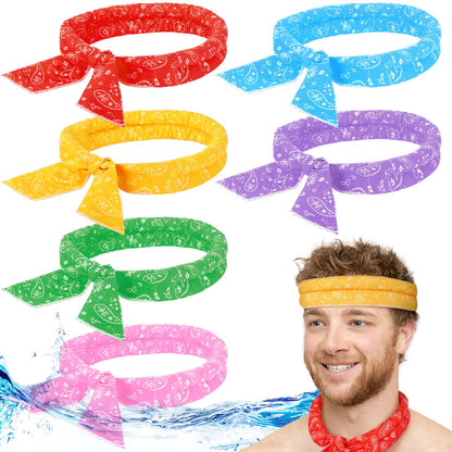 Coume 6 Pack Cooling Neck Wraps Neck Cooler Ice Bandanas Scarf for Hot Weather Summer Ultra Running Walking Riding Women Men