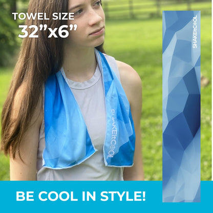 SHAKEitCOOL Original Cooling Towel – Be Cool in Style - Heat Relief, Soft, Lightweight, Sun Protection, Easy Clean - Perfect for Biking, Running, Yoga, Gym, Gardening - Aurora