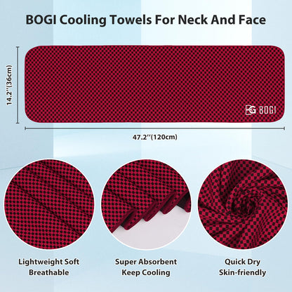 BOGI Cooling Towels for Neck and Face, Soft Breathable Cool Towel for Instant Cooling Stay Cool for Yoga, Sport, Gym, Camping, Running & More Activities