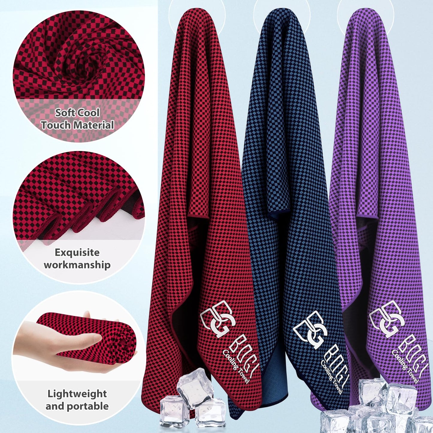 BOGI Cooling Towels for Neck and Face, Soft Breathable Cool Towel for Instant Cooling Stay Cool for Yoga, Sport, Gym, Camping, Running & More Activities