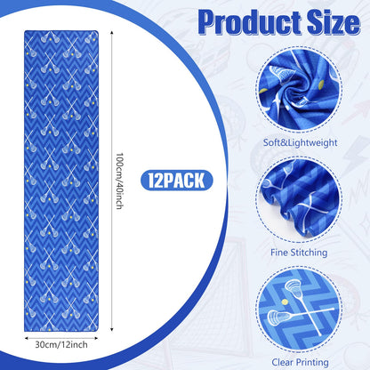 12 Pcs Cooling Towel Baseball Football Basketball Breathable Chilly Softball Soccer Ice Towel, 40"x12" Tennis Microfiber Accessories for Player(White,Baseball)