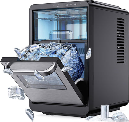 Nugget Ice Maker Countertop - Silonn Smart Pebble Ice Machine, Pellet Ice 44 lbs per Day, Crushed Ice from Timer Function and Status Alerts with Silonn App, Stainless Steel