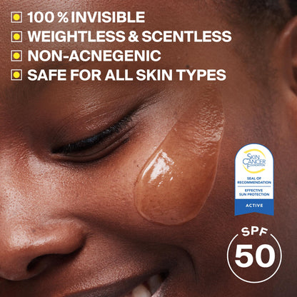 Supergoop! Unseen Sunscreen - SPF 50 - Clear & Invisible Face Sunscreen + Broad Spectrum + Makeup-Gripping Primer - Weightless, Scentless, Oil Free