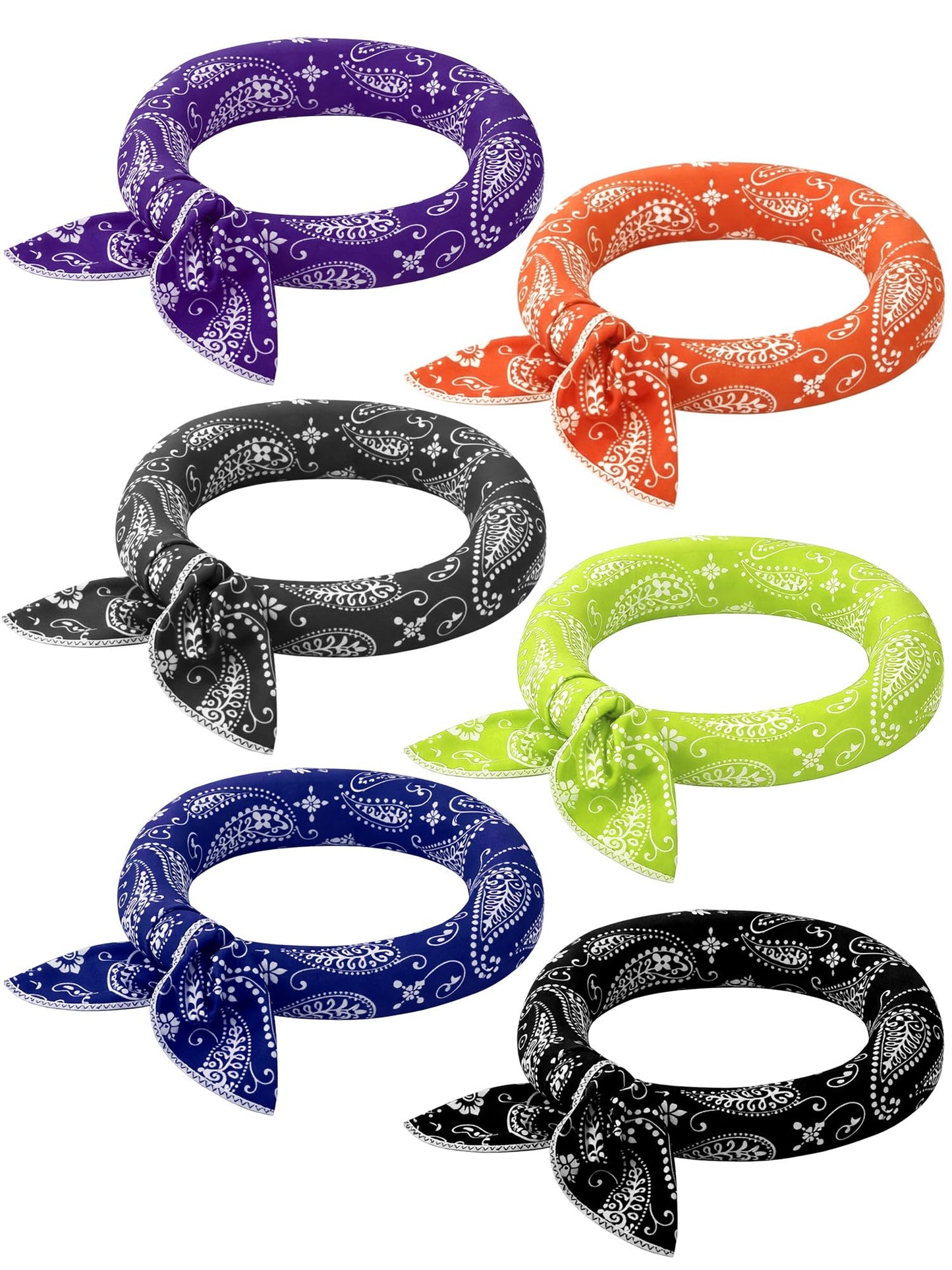 Coume 6 Pack Cooling Neck Wraps Neck Cooler Ice Bandanas Scarf for Hot Weather Summer Ultra Running Walking Riding Women Men