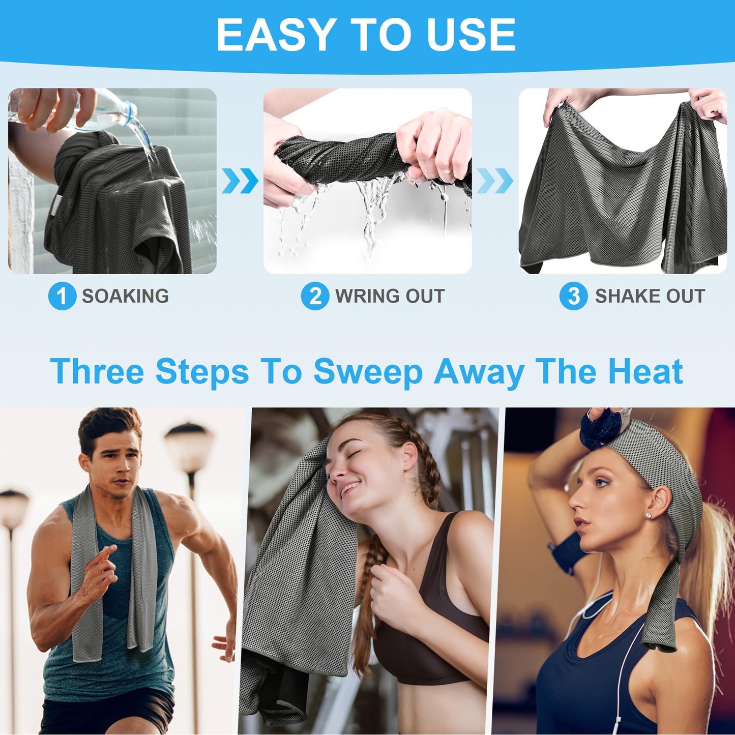 4 Pack Cooling Towels for Neck and Face(40"x12"), Cooling Neck Wraps, Ice Towel for Hot Weather, Soft Breathable Gym Towel, Cool Towel for Workout, Camping, Yoga, Sport, Running