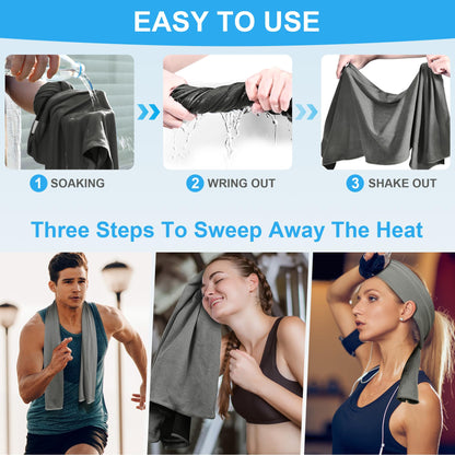 4 Pack Cooling Towels for Neck and Face(40"x12"), Cooling Neck Wraps, Ice Towel for Hot Weather, Soft Breathable Gym Towel, Cool Towel for Workout, Camping, Yoga, Sport, Running