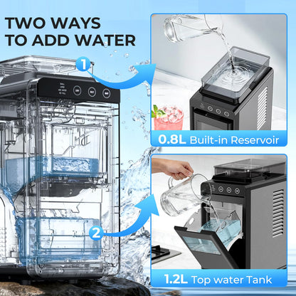 Antarctic Star Countertop Ice Maker, 26lbs/24H Ice Machine, Self-Cleaning Portable Ice Maker with 1.1lb Storage, 8 Bullet Ice in 6 Mins, Compact Ice Maker for Home/Office/Outdoor, Black