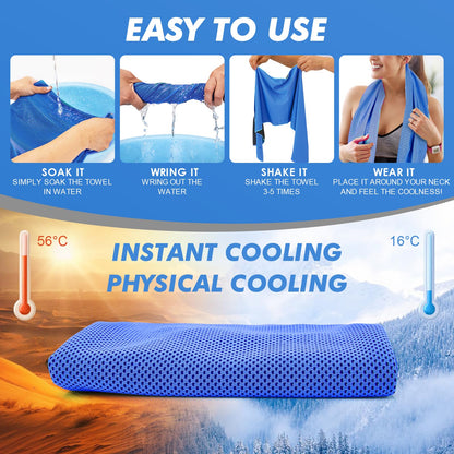 CSITE 4 Pack Cooling Towels (47"x12") for Neck and Face, Ice Towel for Hot Weather, Soft Breathable Chilly Gym Towels, Microfiber Towel for Work Out, Yoga, Running, Camping & More Activities